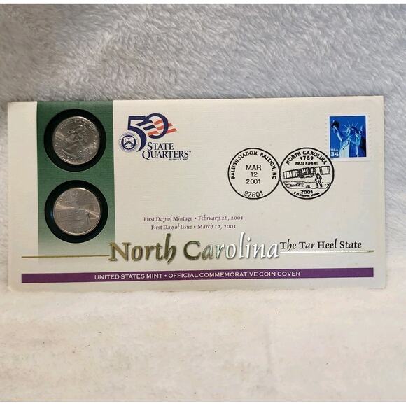 2001 P D North Carolina Quarters Commemorative Uncirculated Statehood Coins - Picture 1 of 10